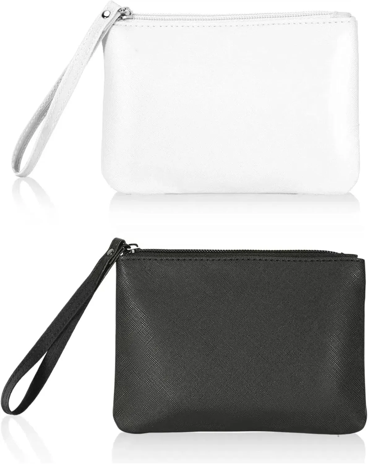 2 Pack Small Zipper Pouch Mini Makeup Bag for Purse Lipstick Cosmetic Travel Make Up Organizer for Women Essentials, Car Change Coin Holder 4.5 x 6.5 Clutch Stadium Approved Wristlet, Black White
