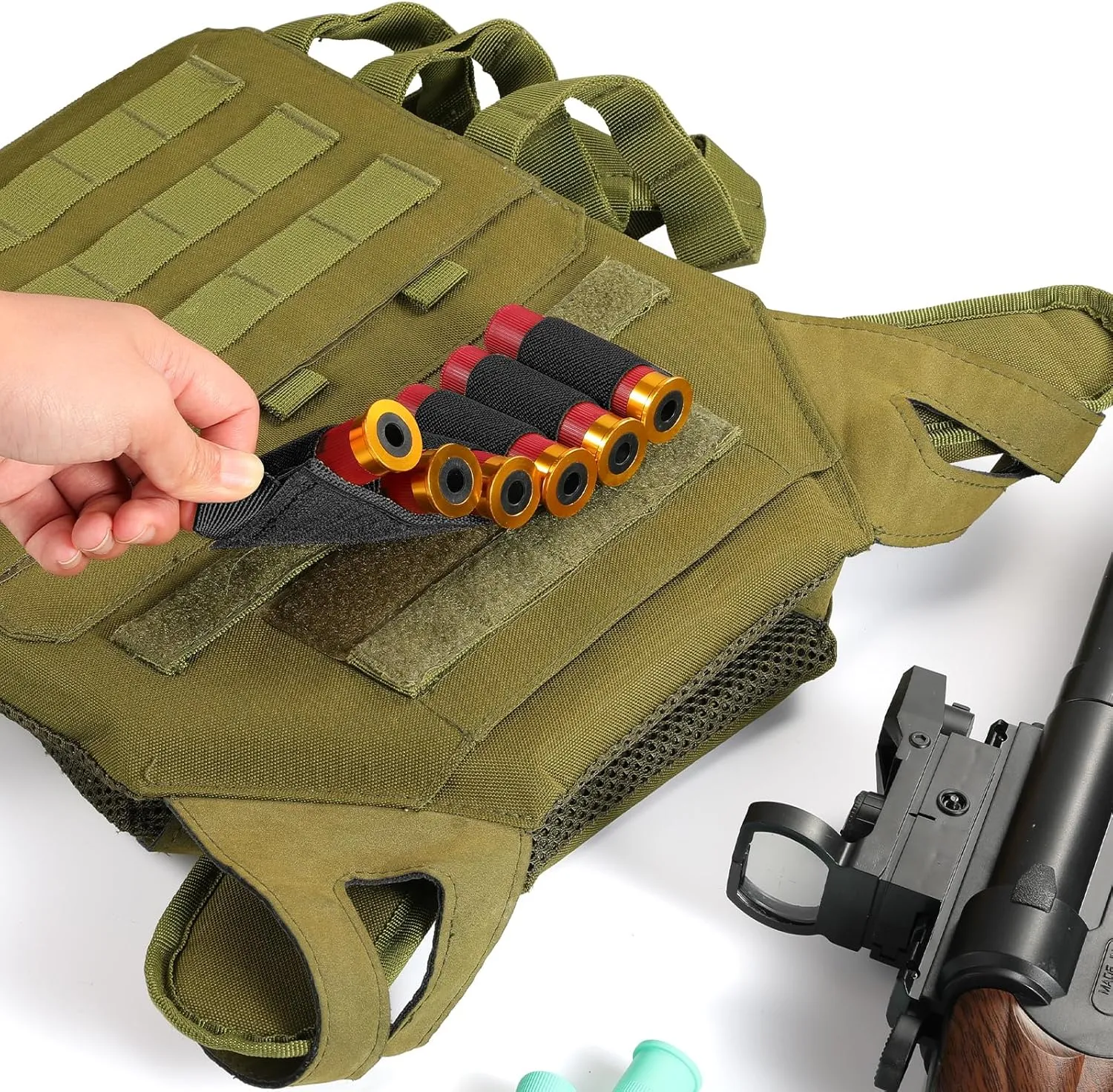 2 Pack Tactical Shotgun Shell Holder Buttstock Holder for Rifles, Molle Cartridge Shotgun Ammo Carrier for 12/20 Gauge