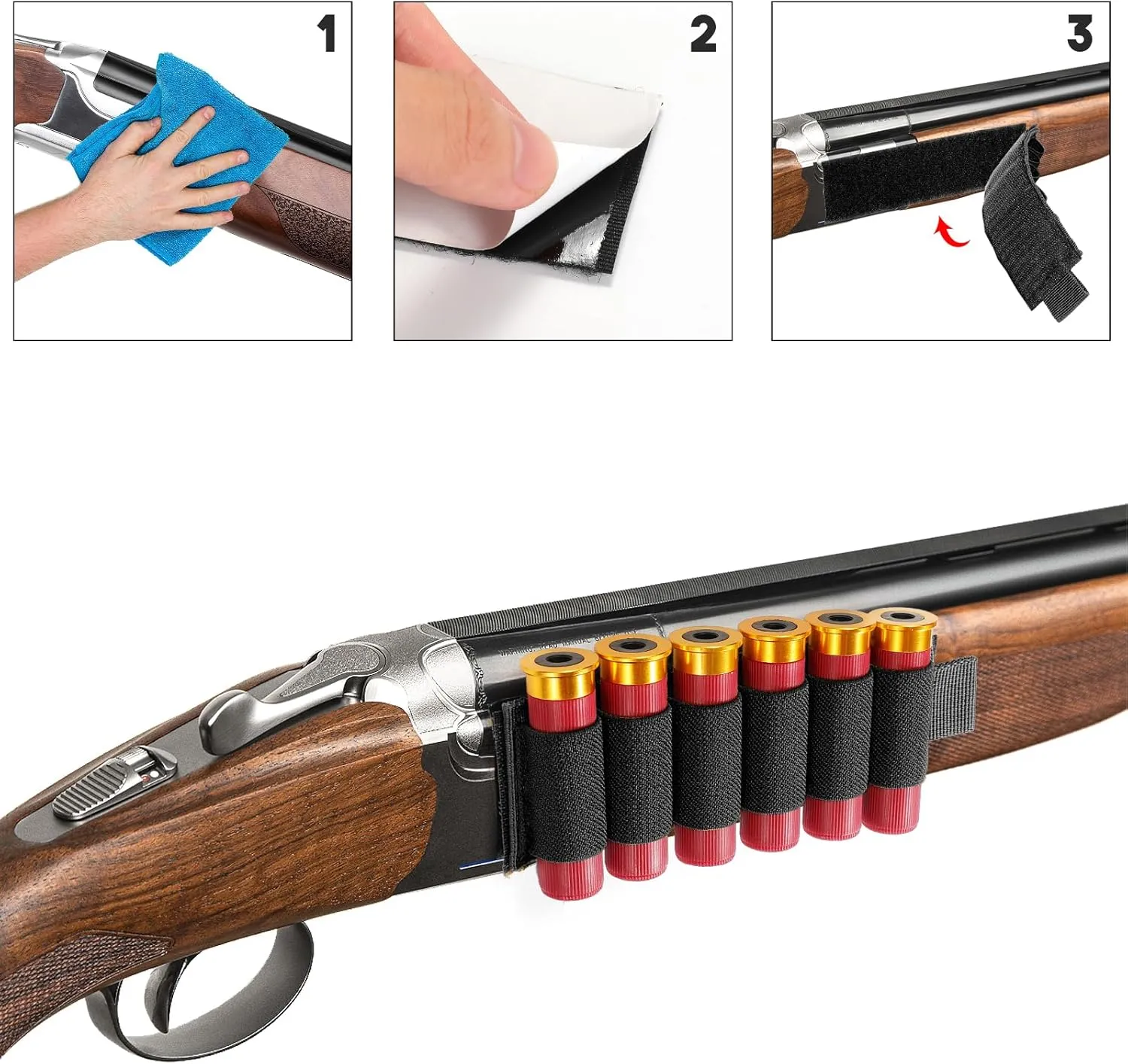 2 Pack Tactical Shotgun Shell Holder Buttstock Holder for Rifles, Molle Cartridge Shotgun Ammo Carrier for 12/20 Gauge