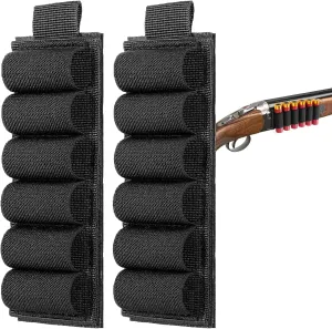 2 Pack Tactical Shotgun Shell Holder Buttstock Holder for Rifles, Molle Cartridge Shotgun Ammo Carrier for 12/20 Gauge