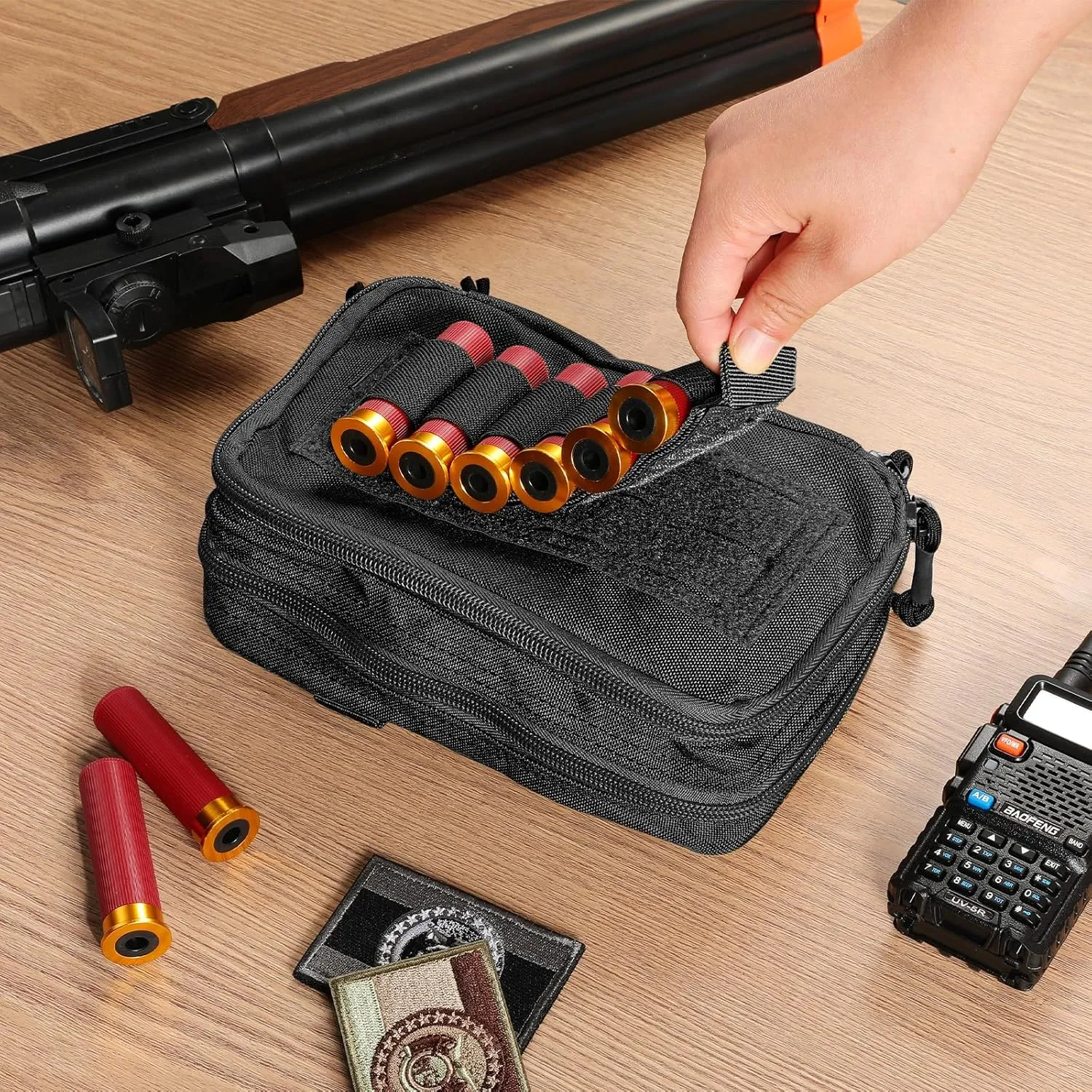 2 Pack Tactical Shotgun Shell Holder Buttstock Holder for Rifles, Molle Cartridge Shotgun Ammo Carrier for 12/20 Gauge