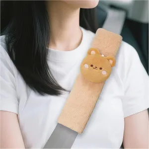 2PCS Cute Bear Car Seat Belt Cover, Plush Soft Vehicle Safety Strap Pad, Automotive Interior Shoulder Neck Seatbelt Cushion Protector Accessories, Universal for SUV, Sedan, Truck