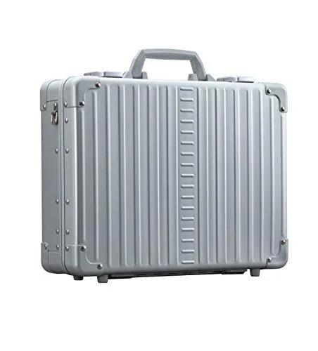 Aleon 17" Business Attache Aluminum Hardside Business Briefcase (Platinum) Sliver