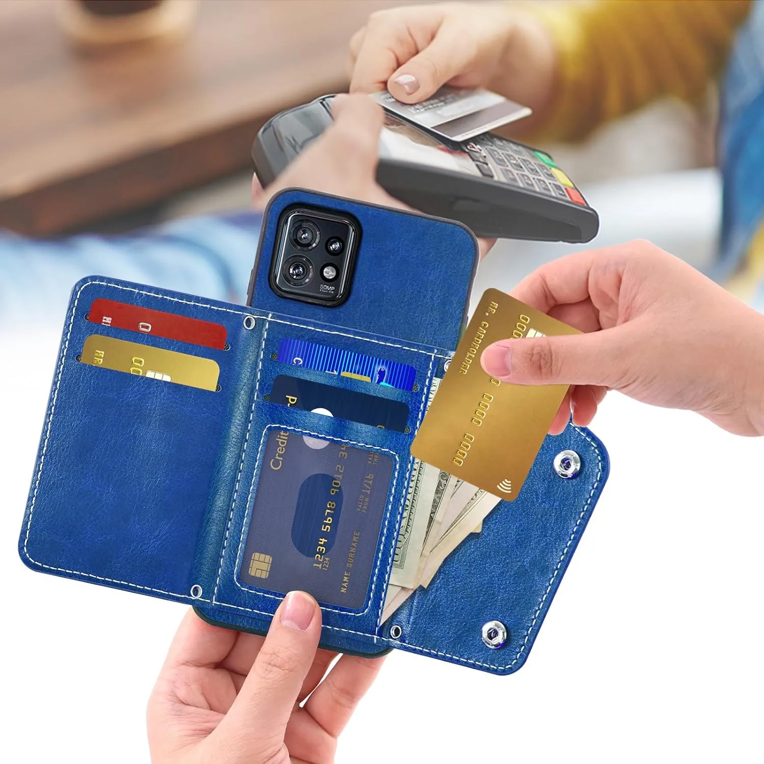 Asuwish Phone Case for Motorola Edge  Plus 2023/Edge 40 Pro 5G/Moto X40 Wallet Cover with Tempered Glass Screen Protector Credit Card Holder Crossbody Strap Leather Cell Accessories X   Women Blue