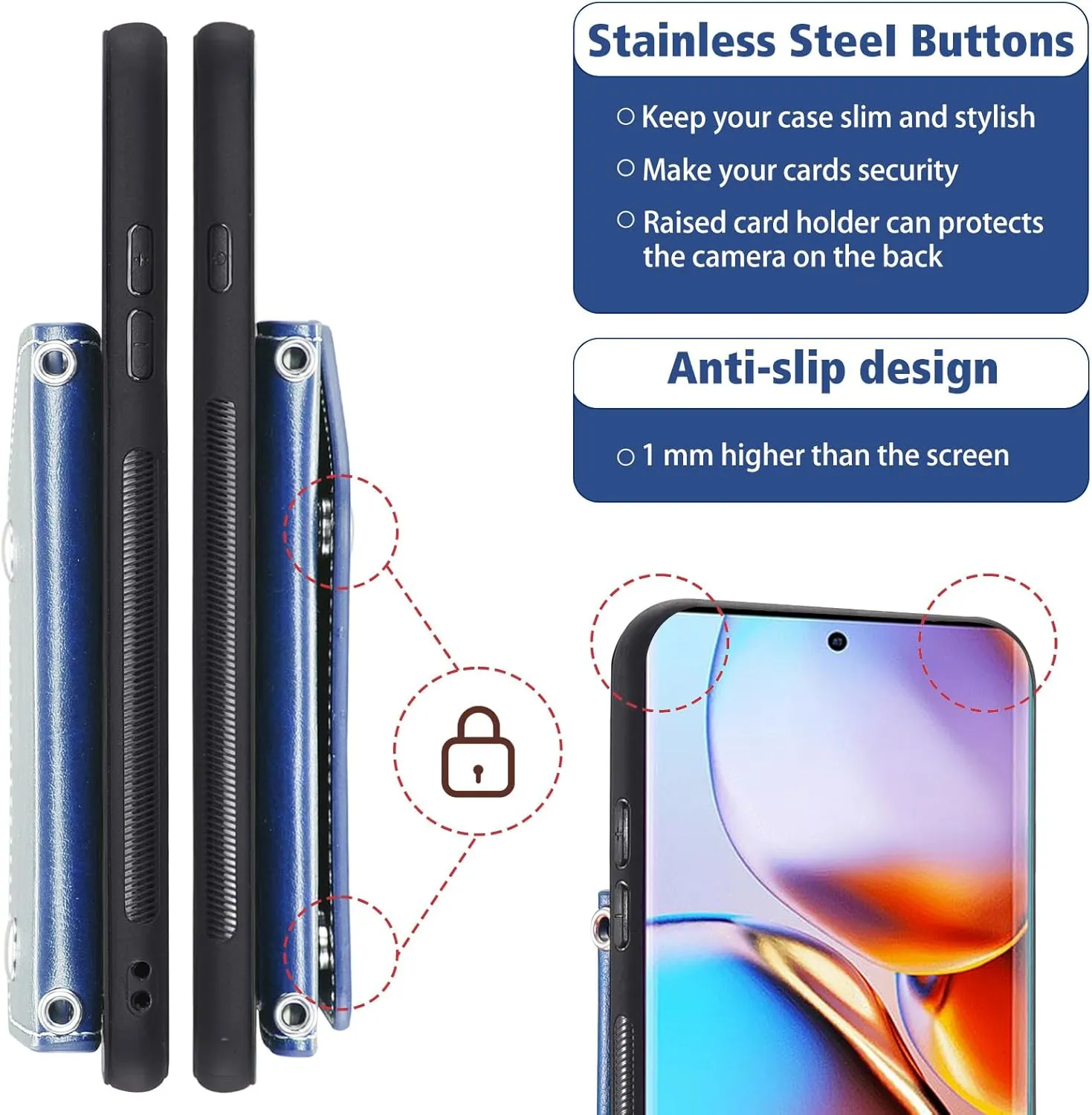 Asuwish Phone Case for Motorola Edge  Plus 2023/Edge 40 Pro 5G/Moto X40 Wallet Cover with Tempered Glass Screen Protector Credit Card Holder Crossbody Strap Leather Cell Accessories X   Women Blue