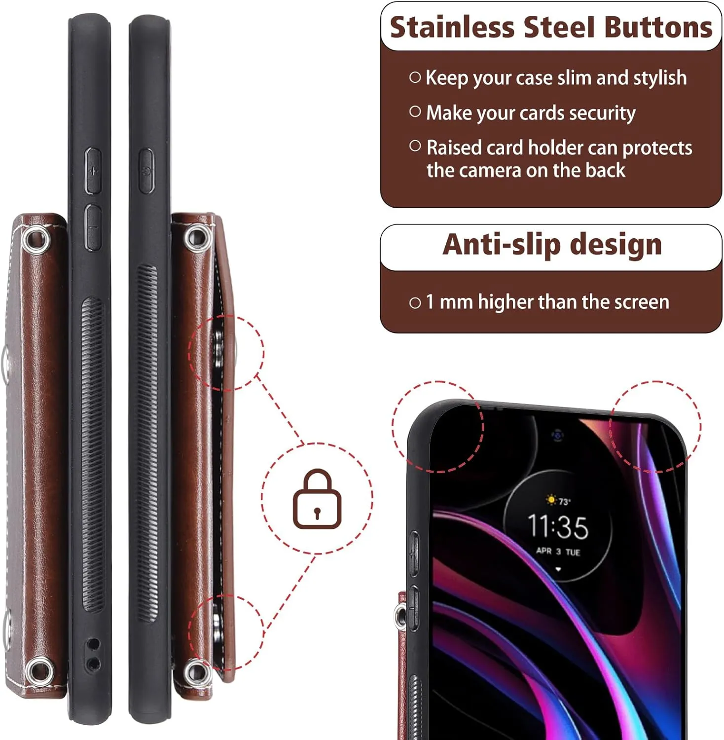 Asuwish Phone Case for Motorola Moto Edge 2021/MotoEdge 5G UW 2021 Wallet Cover with Screen Protector and Credit Card Holder Crossbody Strap Stand Leather Cell Accessories XT2141-1 Women Girls Brown
