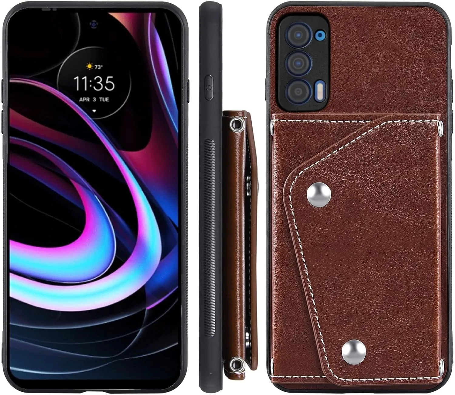 Asuwish Phone Case for Motorola Moto Edge 2021/MotoEdge 5G UW 2021 Wallet Cover with Screen Protector and Credit Card Holder Crossbody Strap Stand Leather Cell Accessories XT2141-1 Women Girls Brown