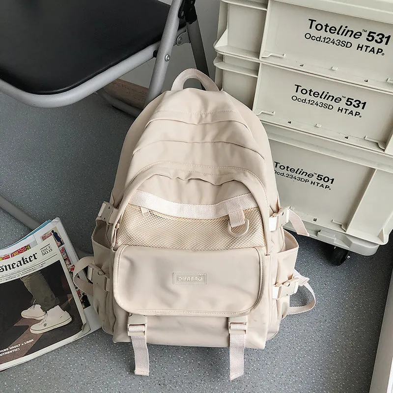 Backpack Female College Student Simple Korean Style High School Student Junior School  Large Capacity Fashion  Male