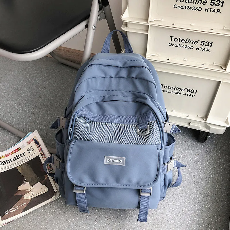Backpack Female College Student Simple Korean Style High School Student Junior School  Large Capacity Fashion  Male