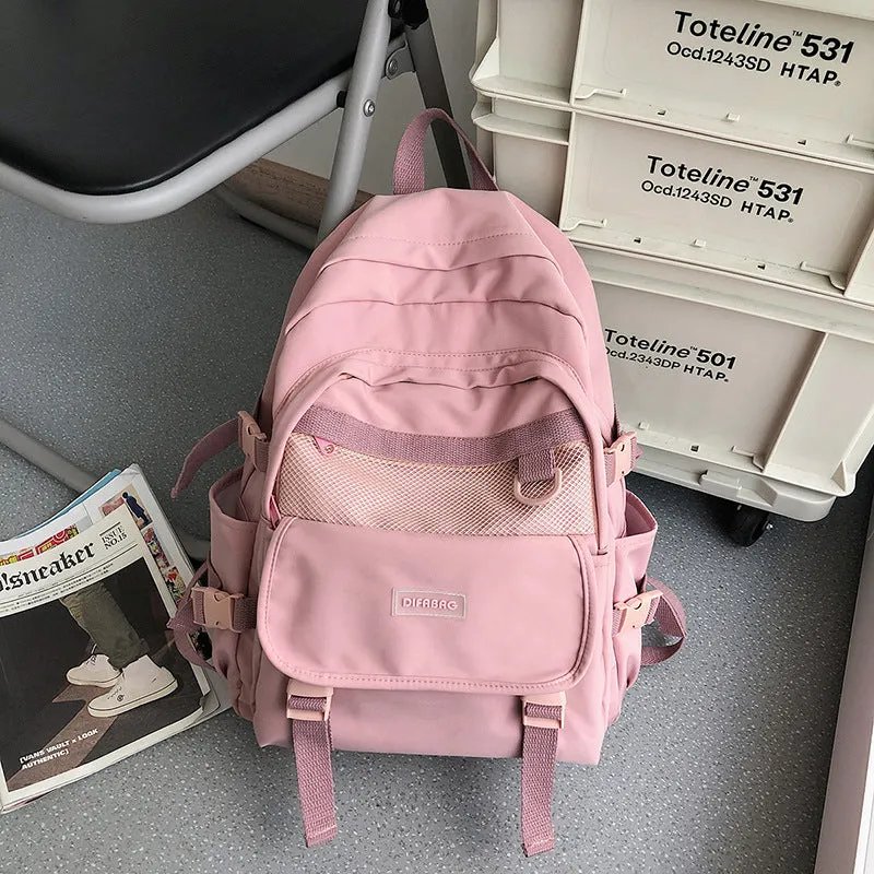 Backpack Female College Student Simple Korean Style High School Student Junior School  Large Capacity Fashion  Male