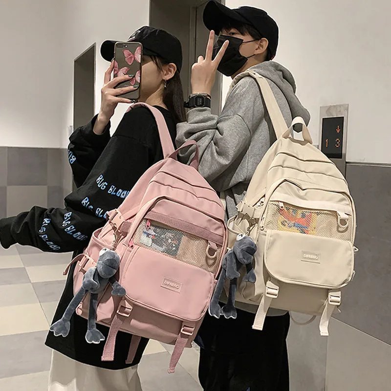 Backpack Female College Student Simple Korean Style High School Student Junior School  Large Capacity Fashion  Male