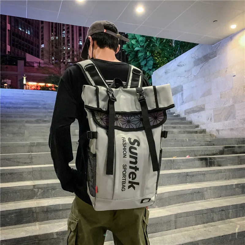 Backpack Sports Leisure Travel Bag Tooling Style Reflective College Students Bag