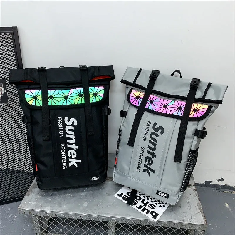 Backpack Sports Leisure Travel Bag Tooling Style Reflective College Students Bag
