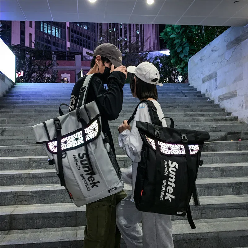 Backpack Sports Leisure Travel Bag Tooling Style Reflective College Students Bag
