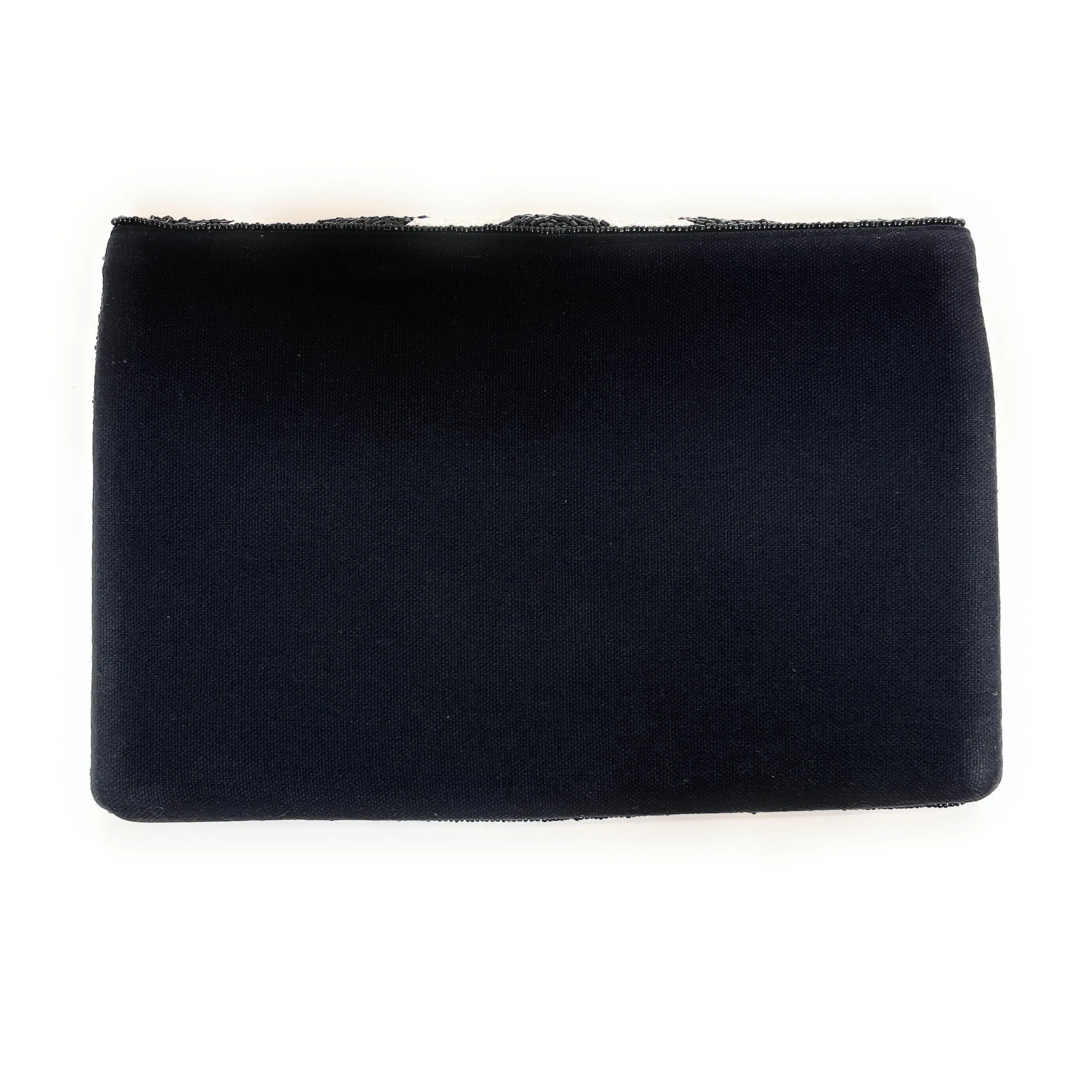 Black White Beaded Clutch Purse