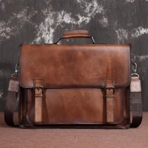 Brown Leather Men's Professional Briefcase 14‘’ Laptop Handbag Black Business Bag Messenger Bag For Men