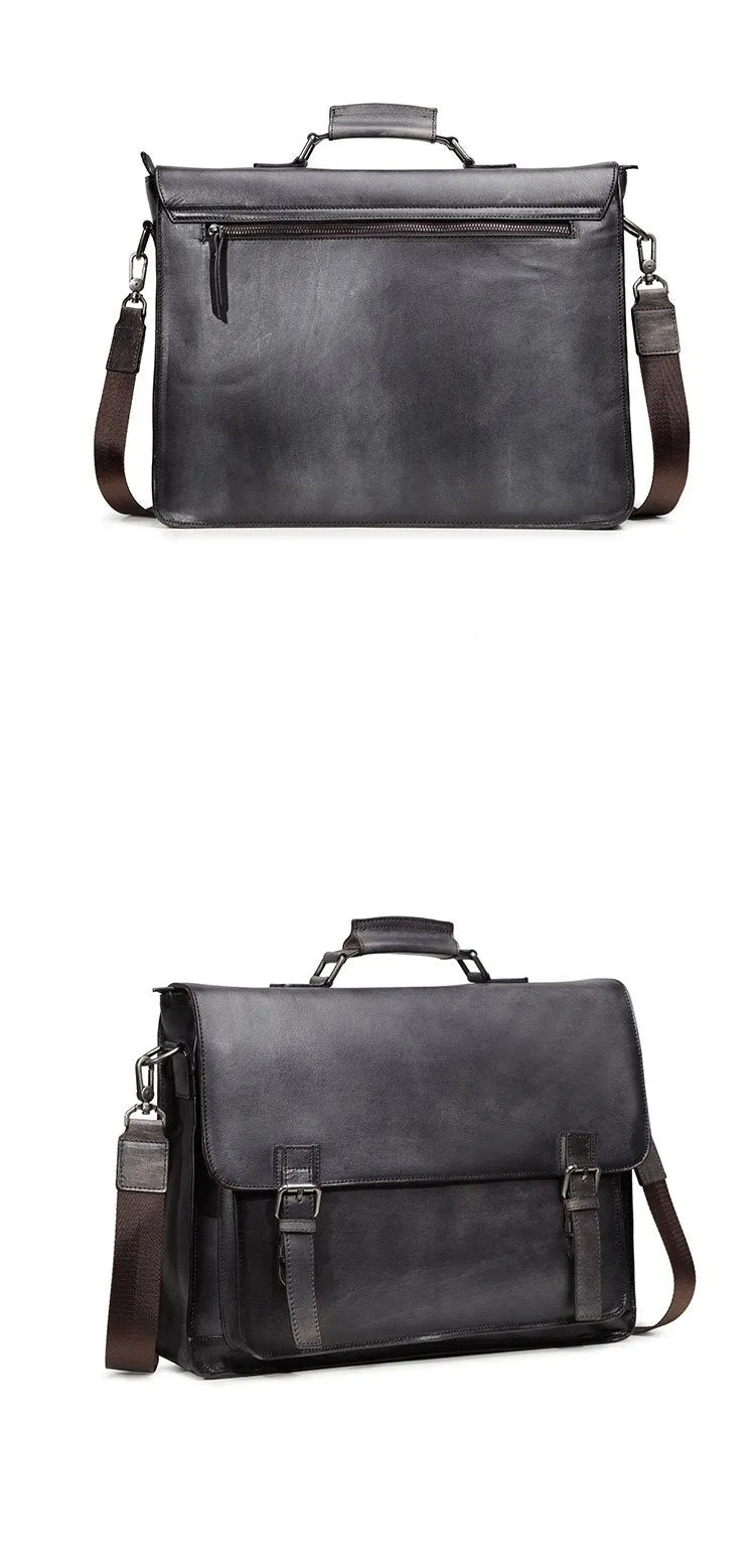 Brown Leather Men's Professional Briefcase 14‘’ Laptop Handbag Black Business Bag Messenger Bag For Men