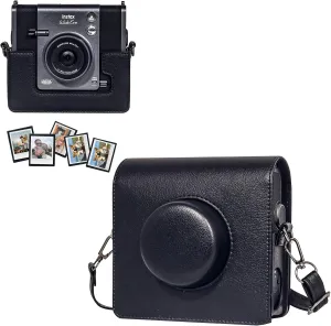 CAIYOULE Case for Fujiflim Instax Wide EVO Instant Camera PU Leather Camera Bag and for Fuji Wide Film Photo Magnetic Picture Frame With adjustable straps Black-No Camera