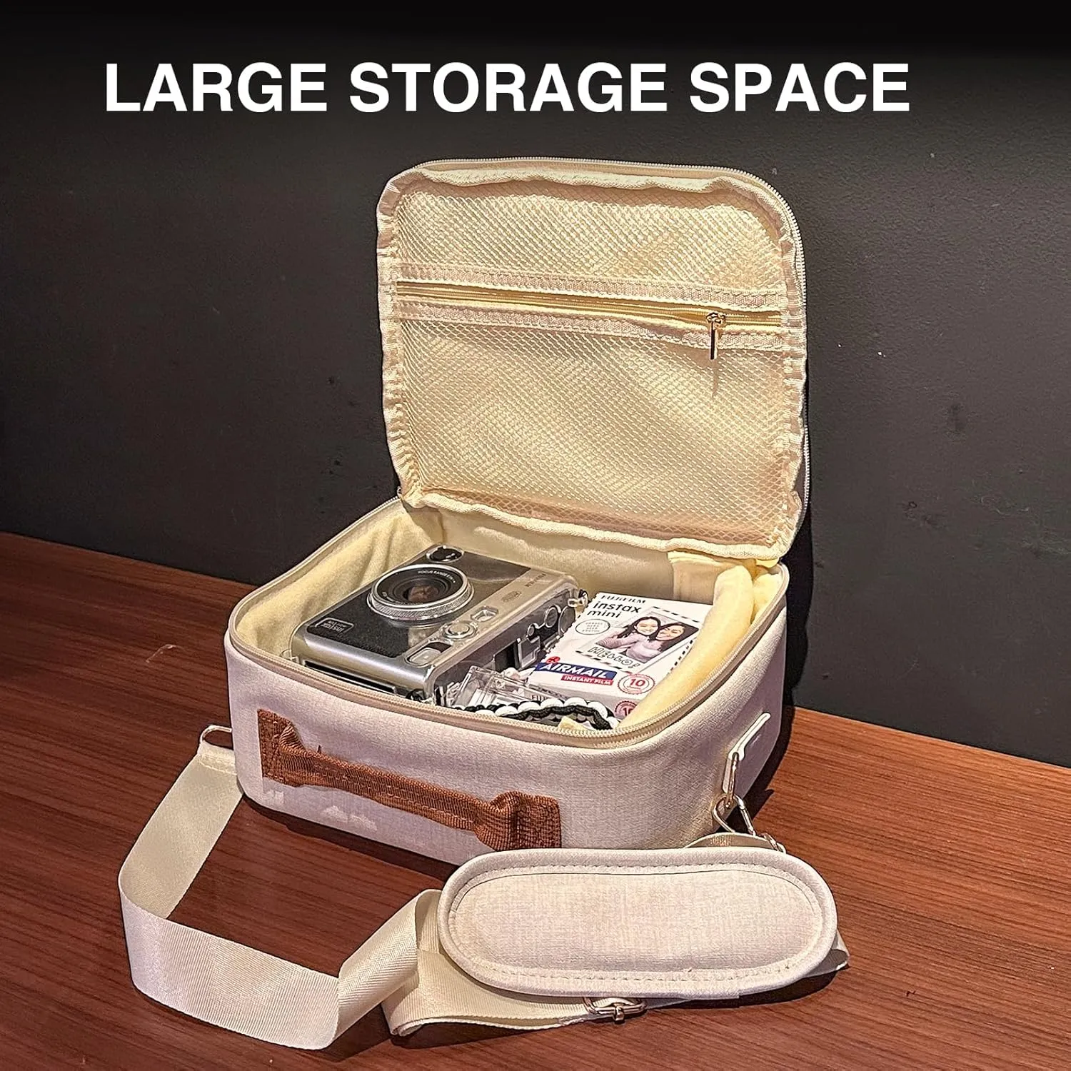 CAIYOULE Universal Portable Protective Bag for Fujifilm Instax Mini 12/11/99/7 /40/Evo/Link2/Liplay/SQ /CP910/1200/1300 and DSLR Cameras fuji Instant Universal Digital Camera Case No Camera-White