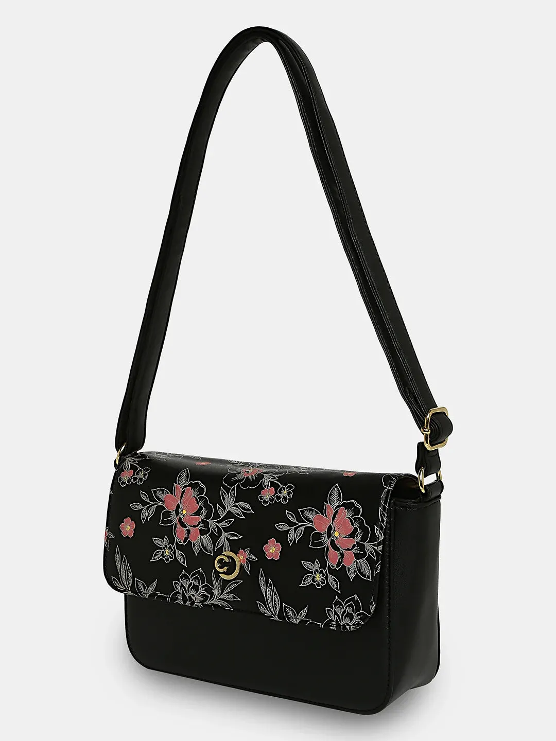 Caprese Snow Sling Small Printed Women'S Handbag Black