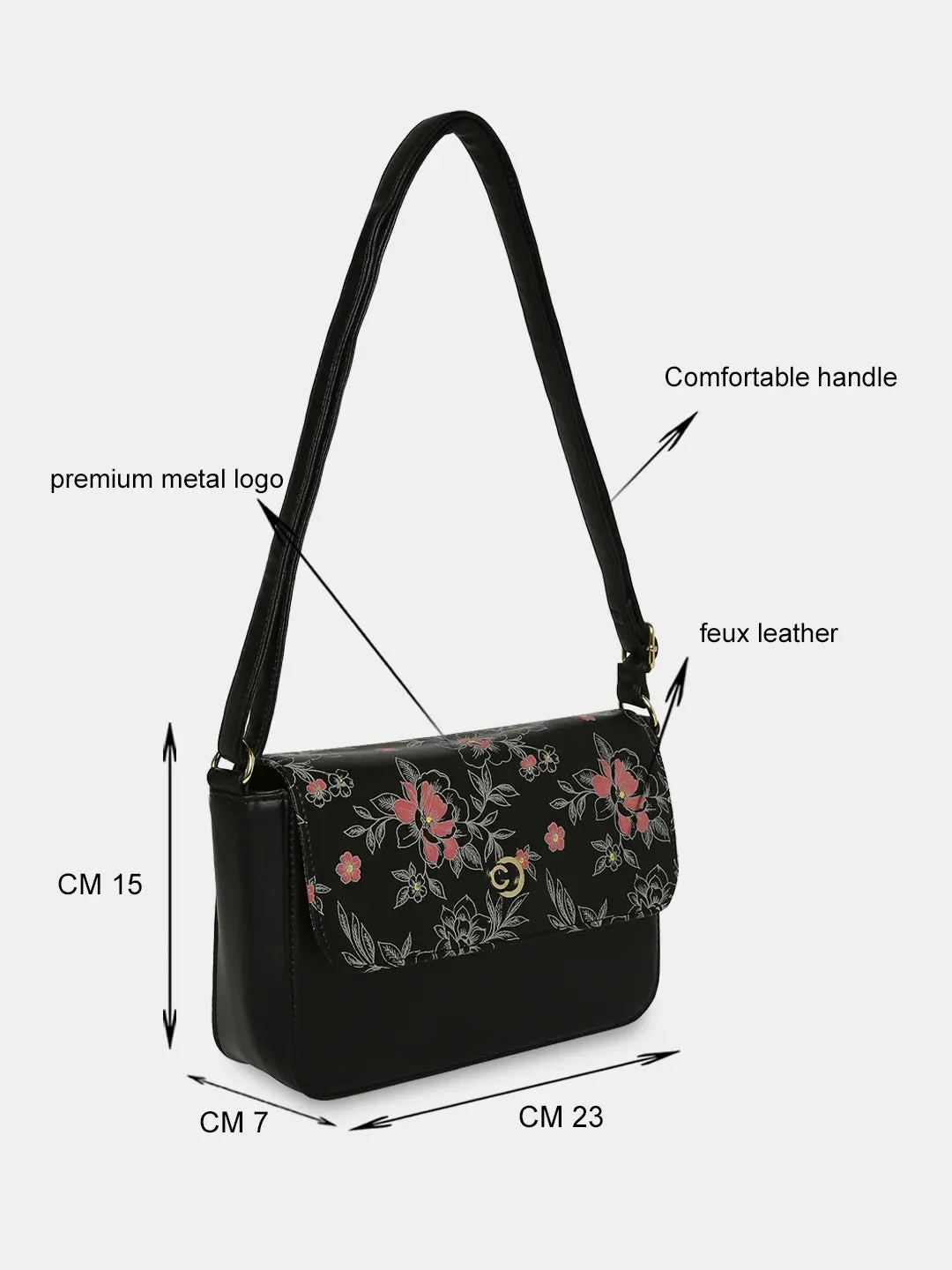 Caprese Snow Sling Small Printed Women'S Handbag Black