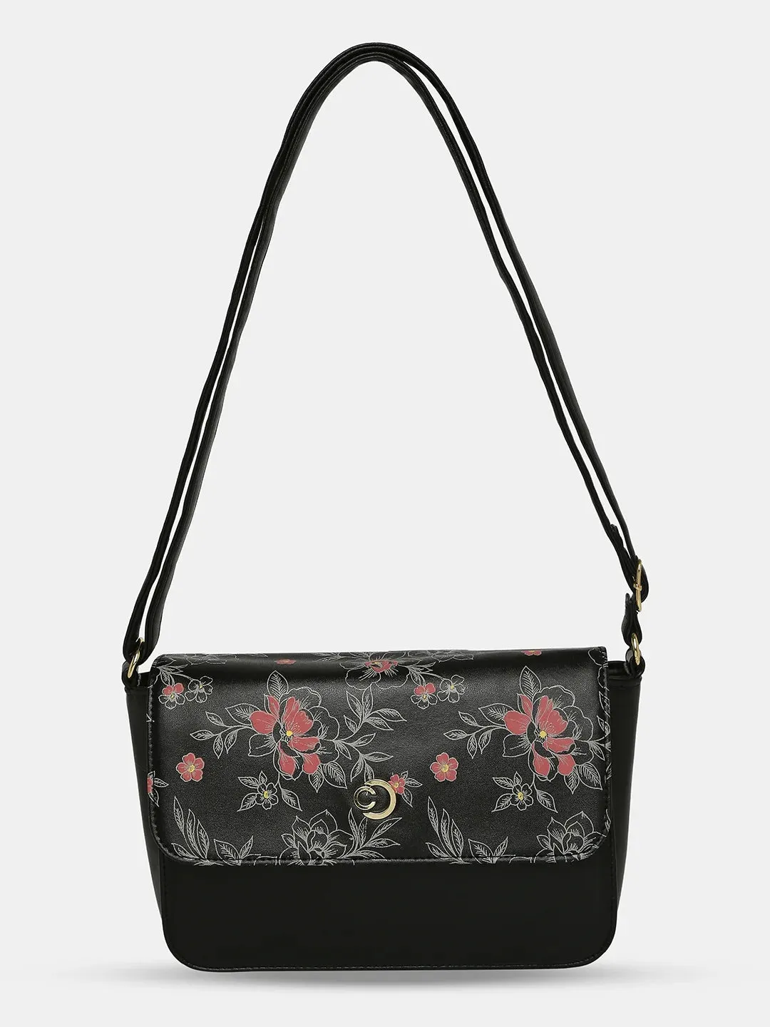 Caprese Snow Sling Small Printed Women'S Handbag Black