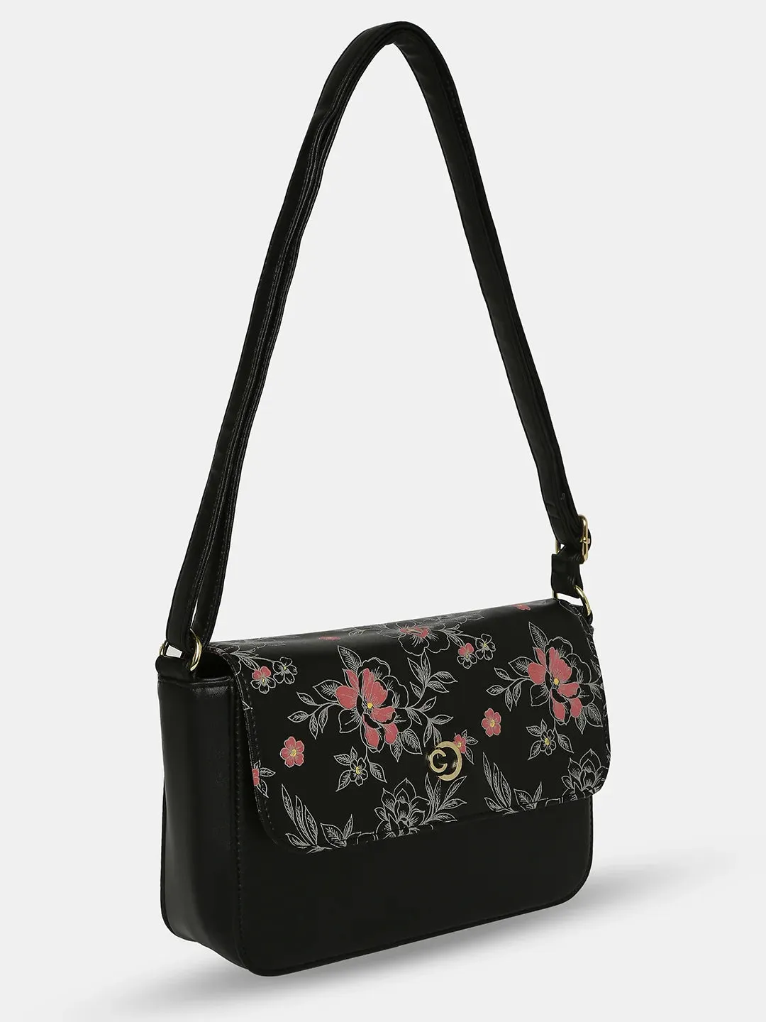 Caprese Snow Sling Small Printed Women'S Handbag Black