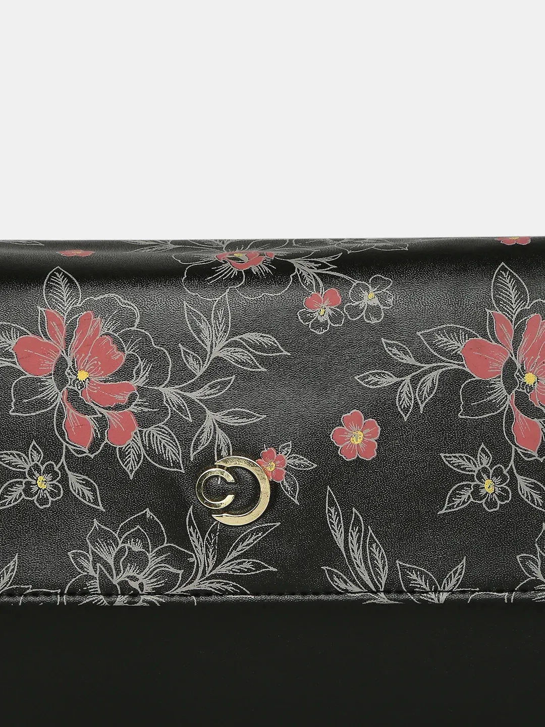 Caprese Snow Sling Small Printed Women'S Handbag Black