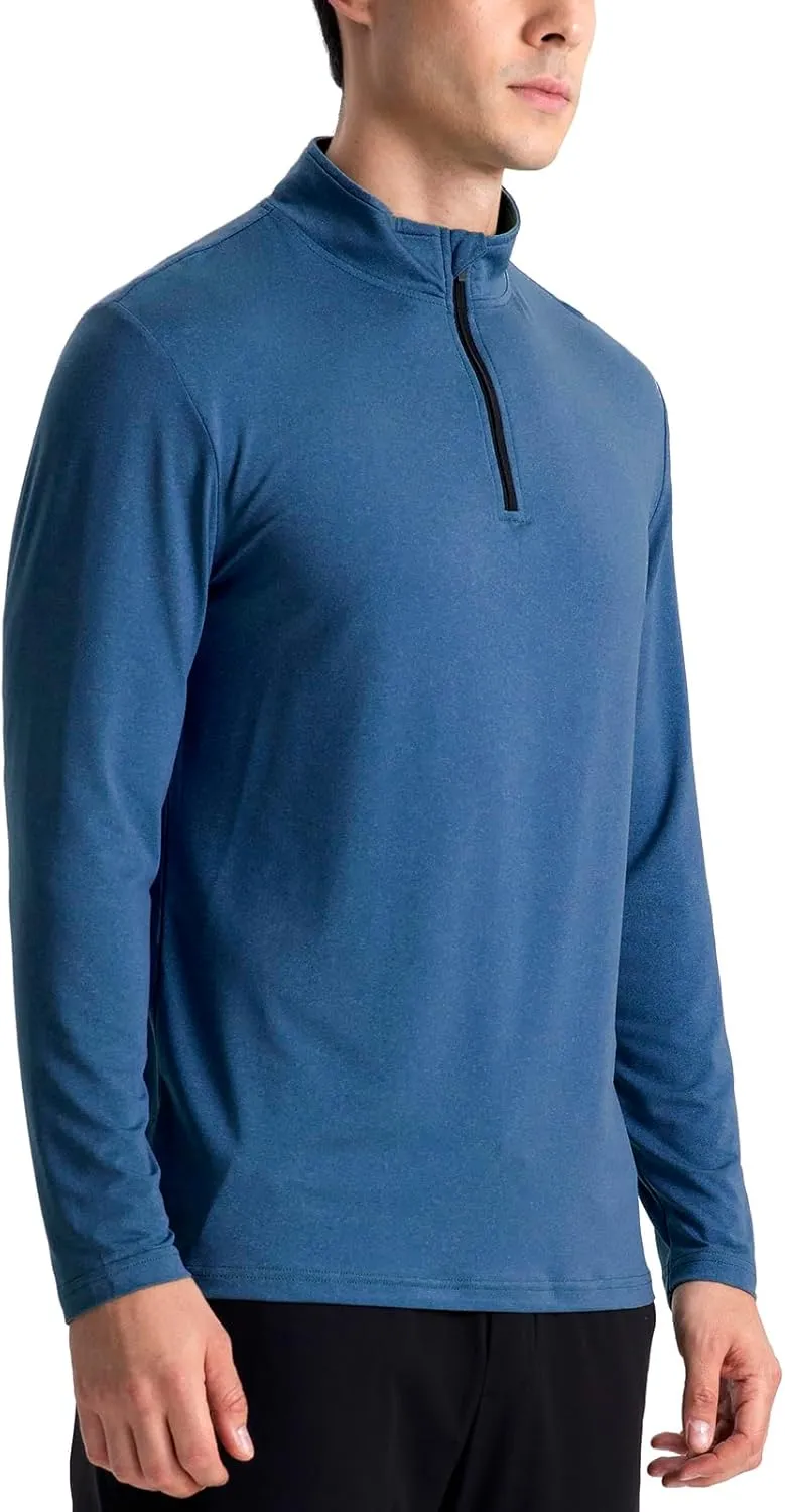 CARWORNIC Men's Long Sleeve Athletic Shirts 1/4 Zip Pullover Quick Dry Active Sports Sweatshirt for Running Workout Gym
