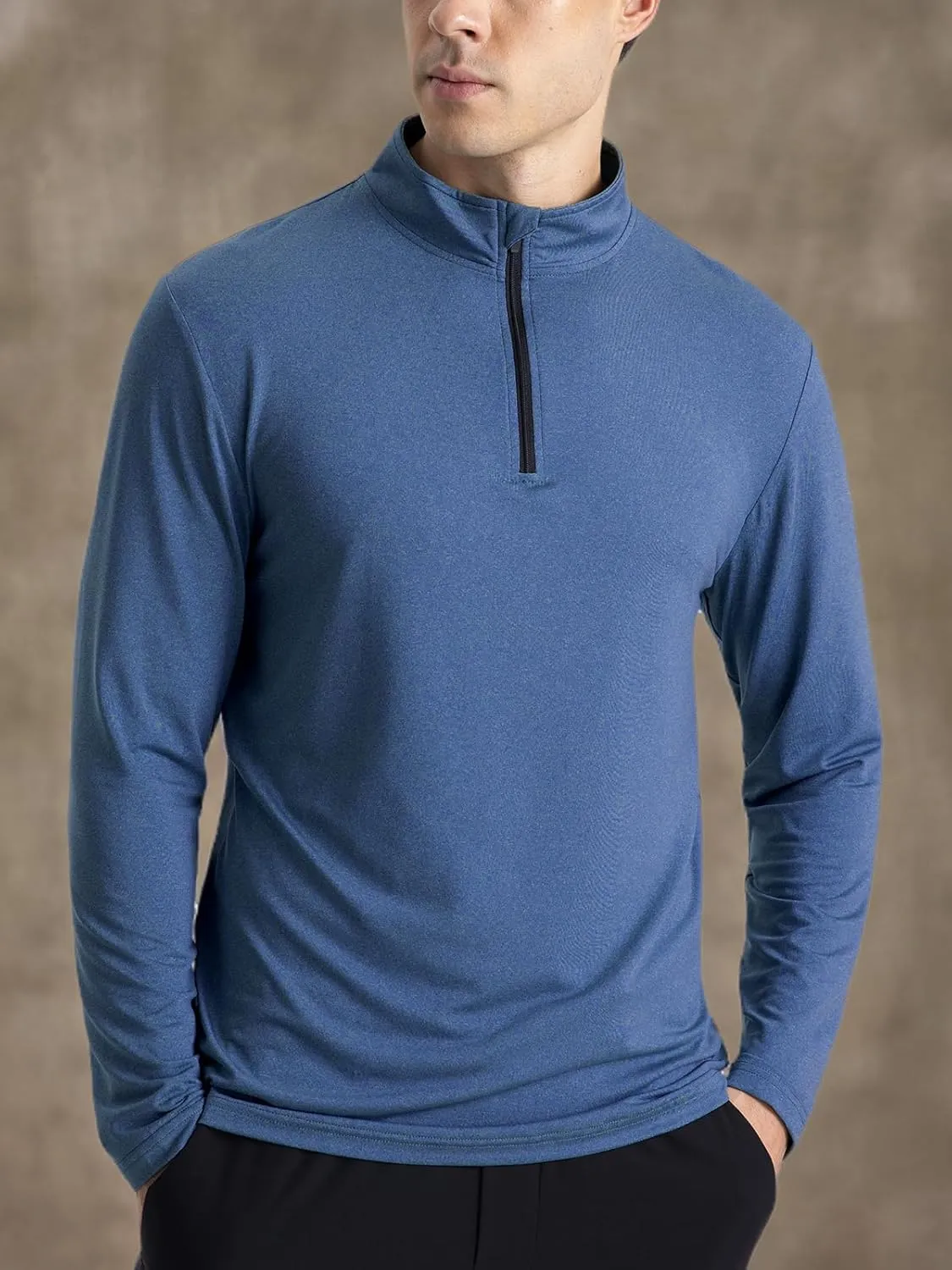 CARWORNIC Men's Long Sleeve Athletic Shirts 1/4 Zip Pullover Quick Dry Active Sports Sweatshirt for Running Workout Gym
