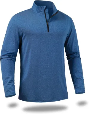 CARWORNIC Men's Long Sleeve Athletic Shirts 1/4 Zip Pullover Quick Dry Active Sports Sweatshirt for Running Workout Gym