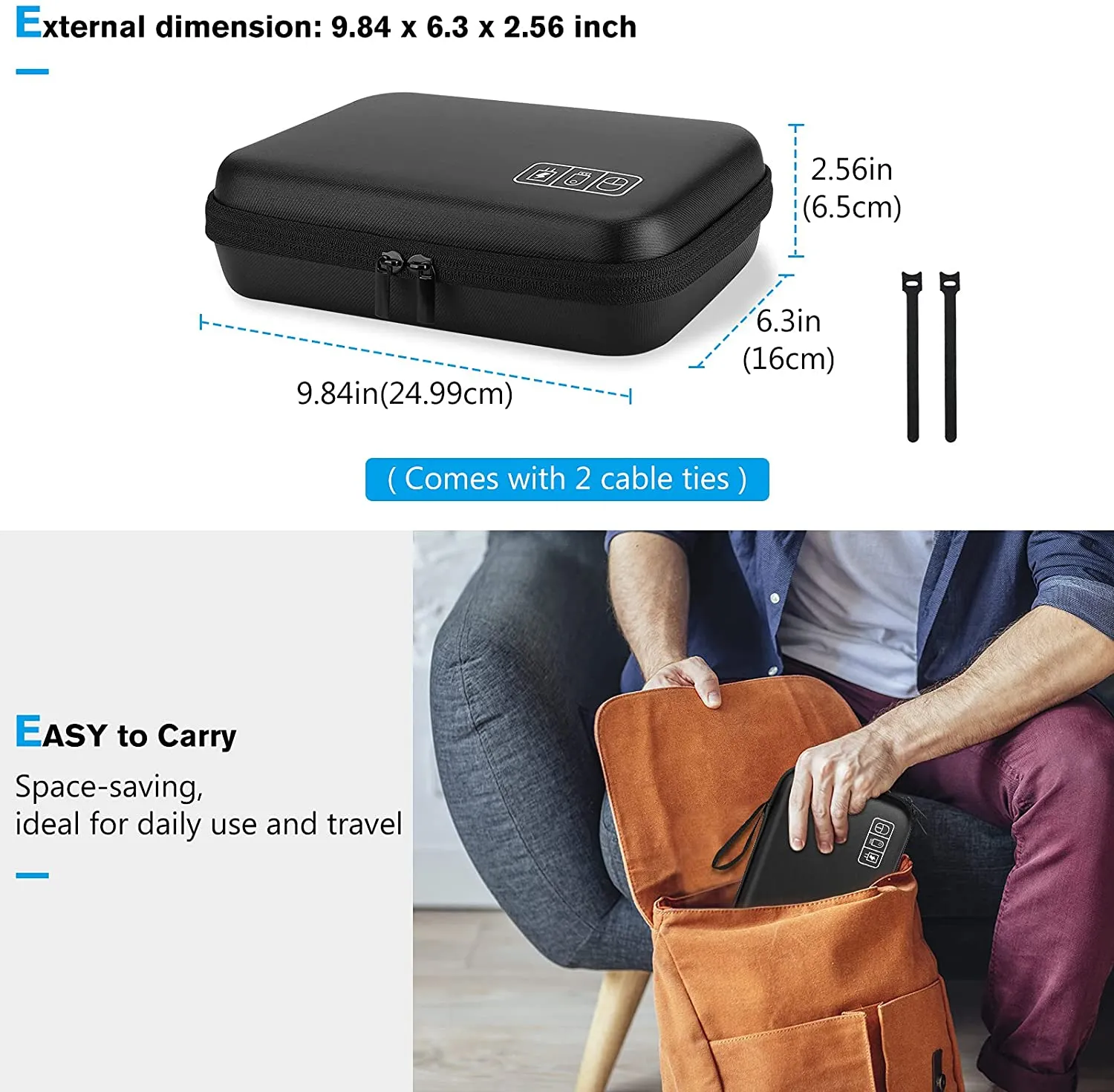 (CASE ONLY) Hard Case Travel Electronic Organizer