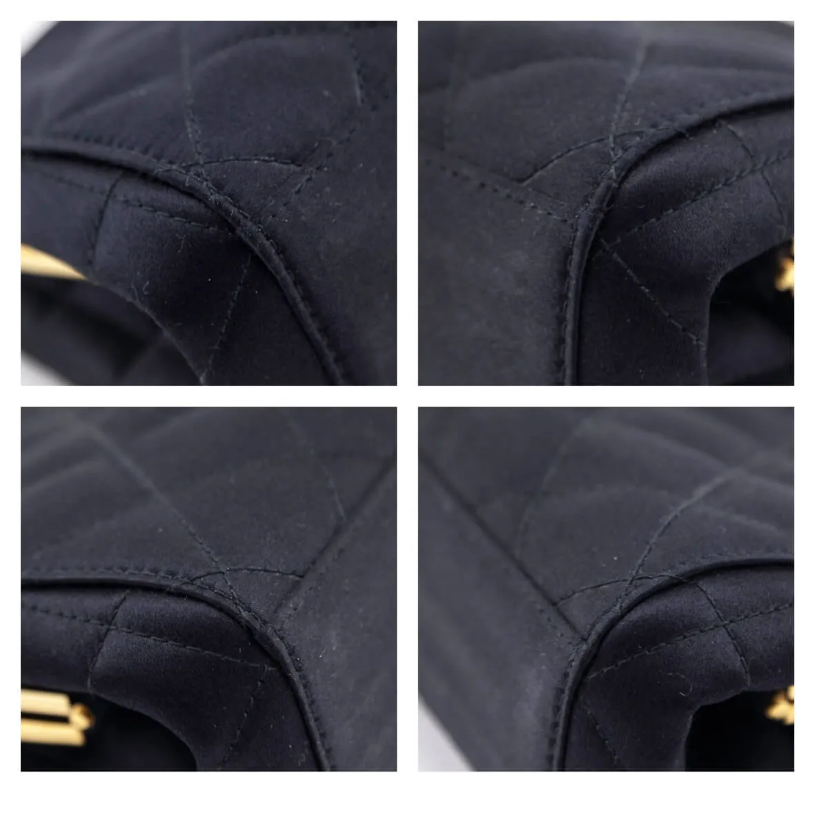 Chanel Black Satin Vintage Quilted Frame Evening Bag