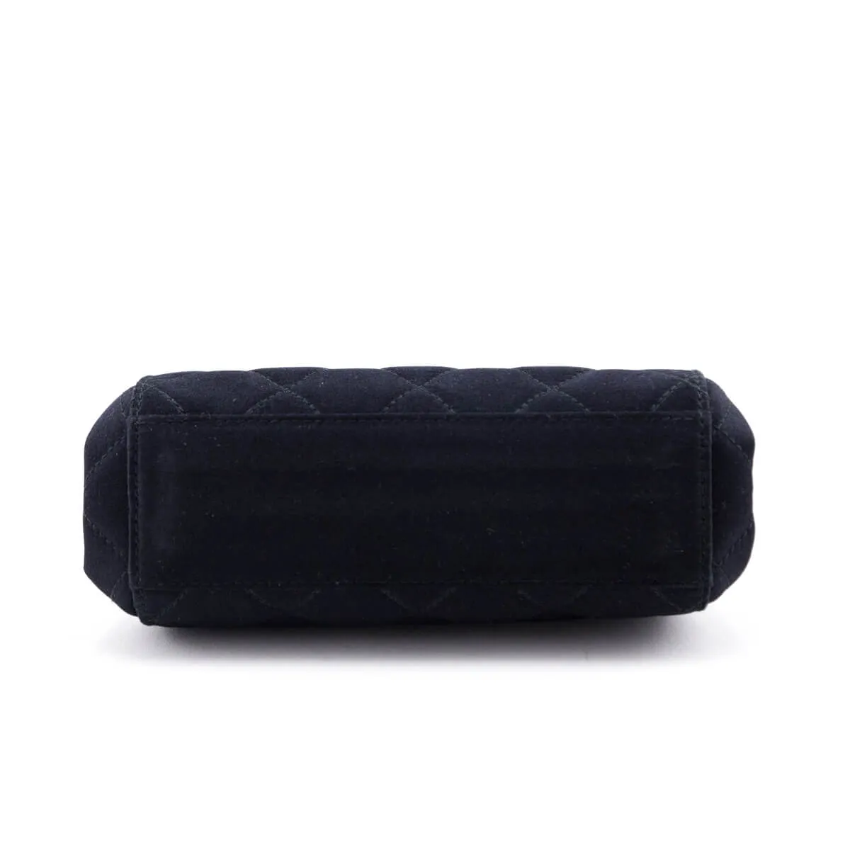Chanel Black Satin Vintage Quilted Frame Evening Bag