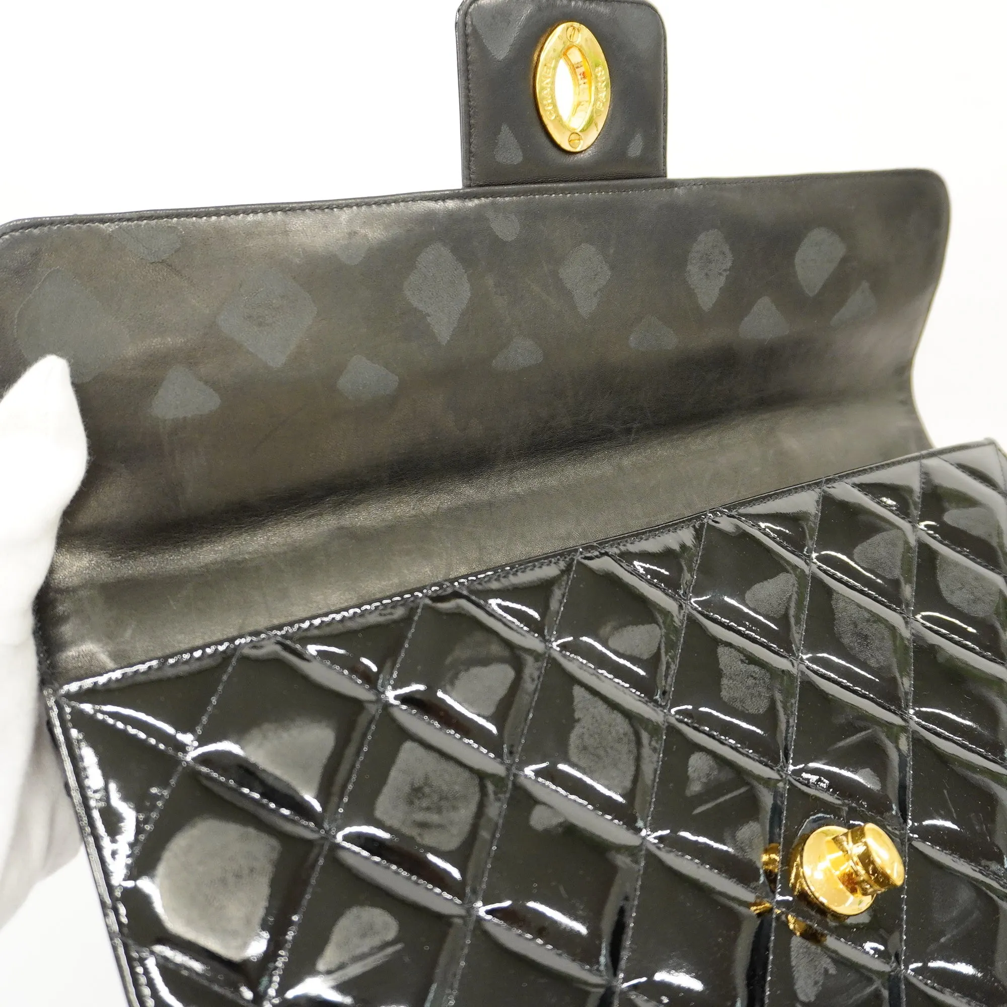 CHANELAuth  Matelasse Business Bag Women's Patent Leather Briefcase Black