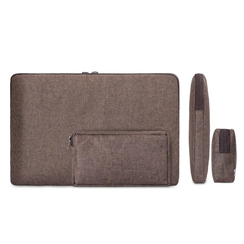 Combo: 15.6 inch Laptop Sleeve & Multipurpose Travel Pouch | Ideal for Accessories | Brown