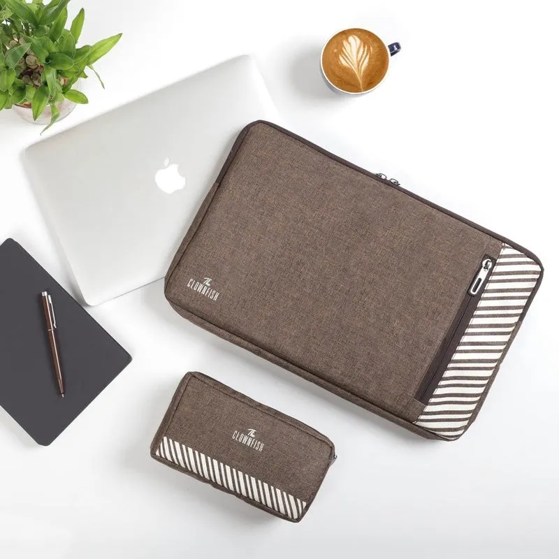 Combo: 15.6 inch Laptop Sleeve & Multipurpose Travel Pouch | Ideal for Accessories | Brown