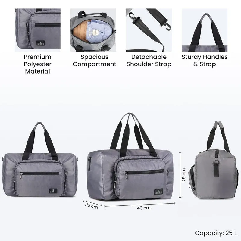 Convertible Travel Duffle Bag - Spacious with Zippered Pockets | Crossbody Sling Bag | 25L | Dark Grey