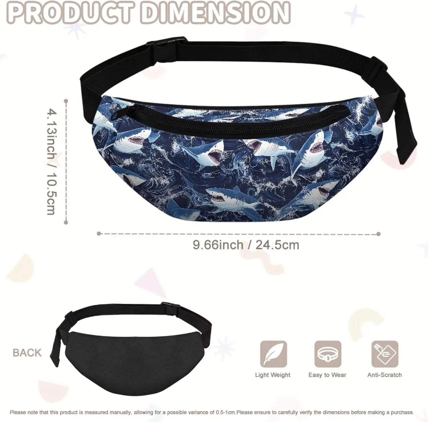 Cozeyat Blue Shark Kids Fanny Pack Fanny Pack Ages 4-6 6-8 8-12 Small Kids Belt Bag Toddler Fanny Pack Gift Boys Crossbody Sling Purse Teens Cute Stuff Pouch Bum Bag