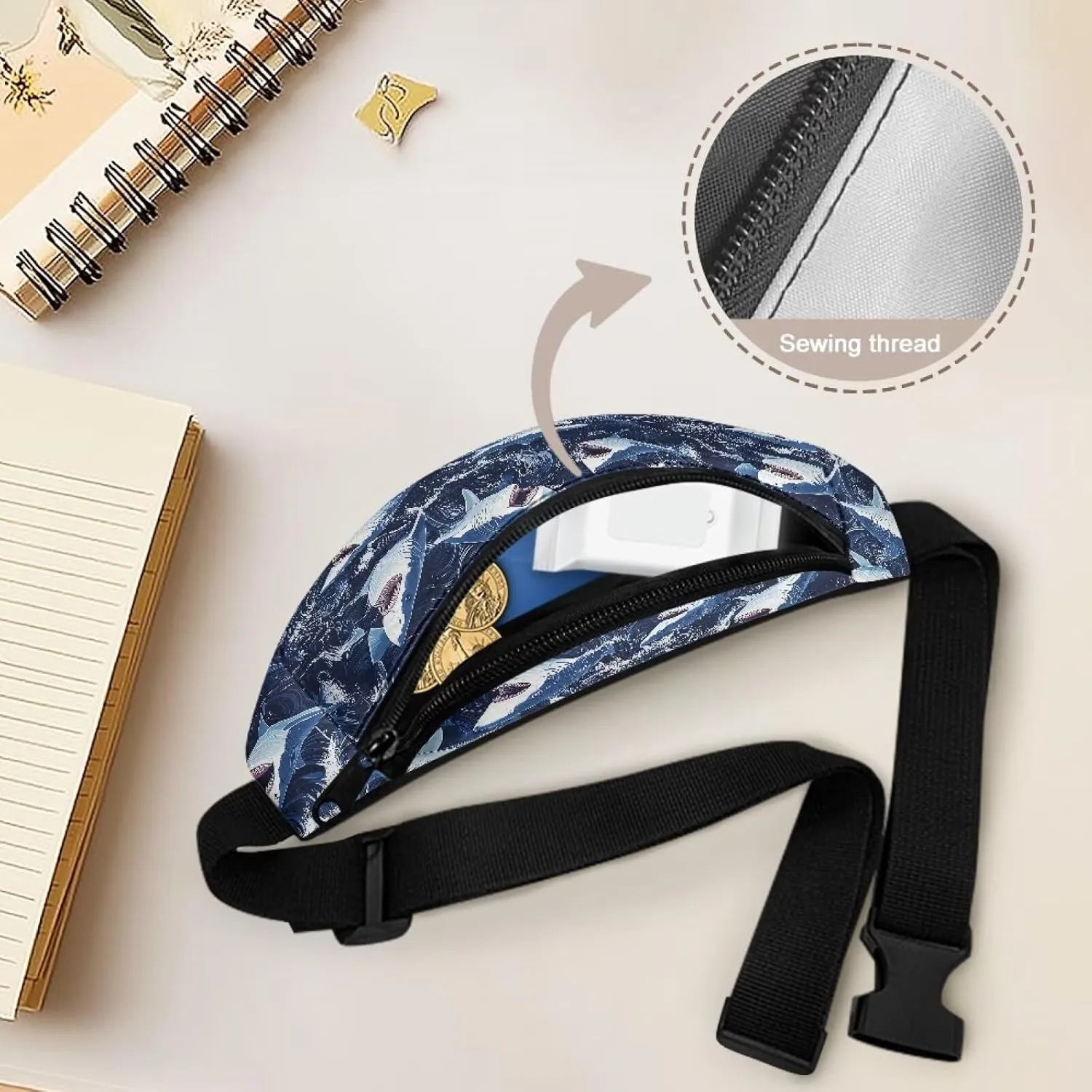 Cozeyat Blue Shark Kids Fanny Pack Fanny Pack Ages 4-6 6-8 8-12 Small Kids Belt Bag Toddler Fanny Pack Gift Boys Crossbody Sling Purse Teens Cute Stuff Pouch Bum Bag