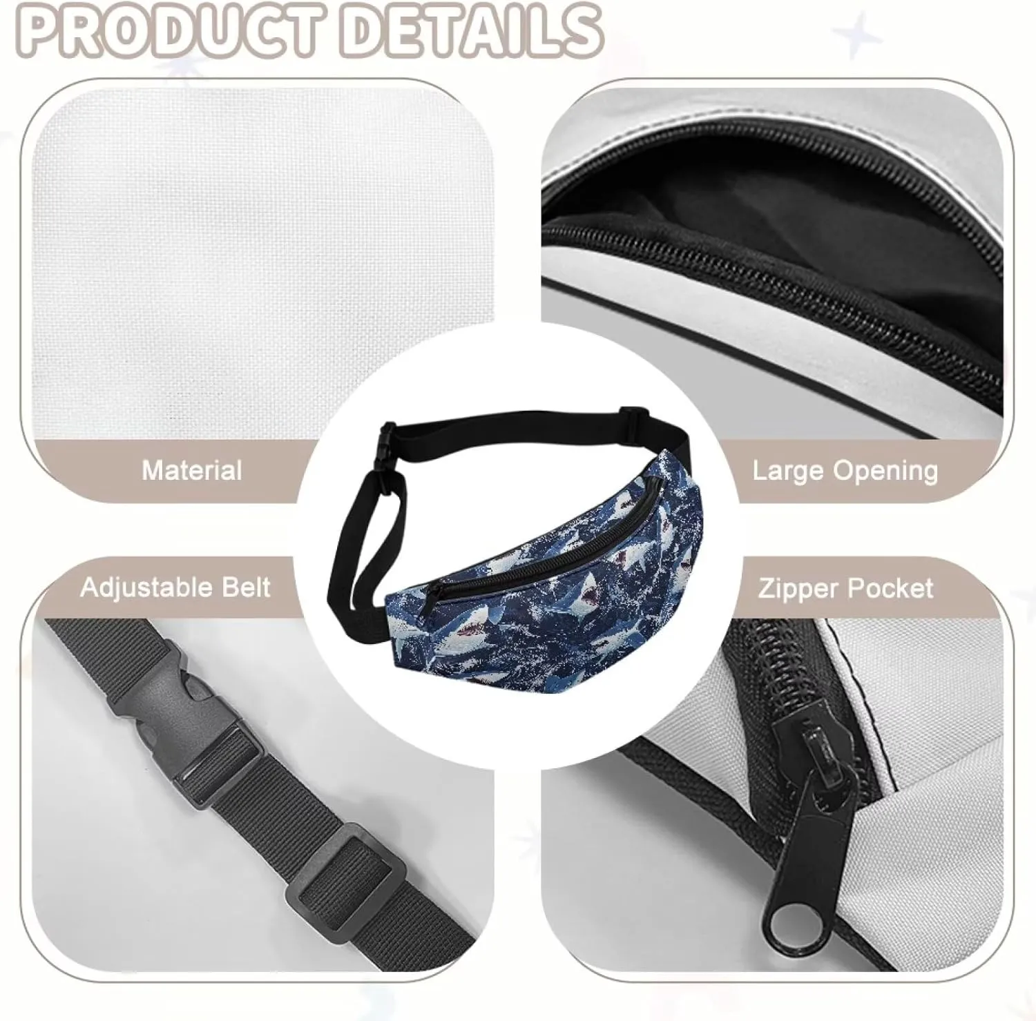Cozeyat Blue Shark Kids Fanny Pack Fanny Pack Ages 4-6 6-8 8-12 Small Kids Belt Bag Toddler Fanny Pack Gift Boys Crossbody Sling Purse Teens Cute Stuff Pouch Bum Bag