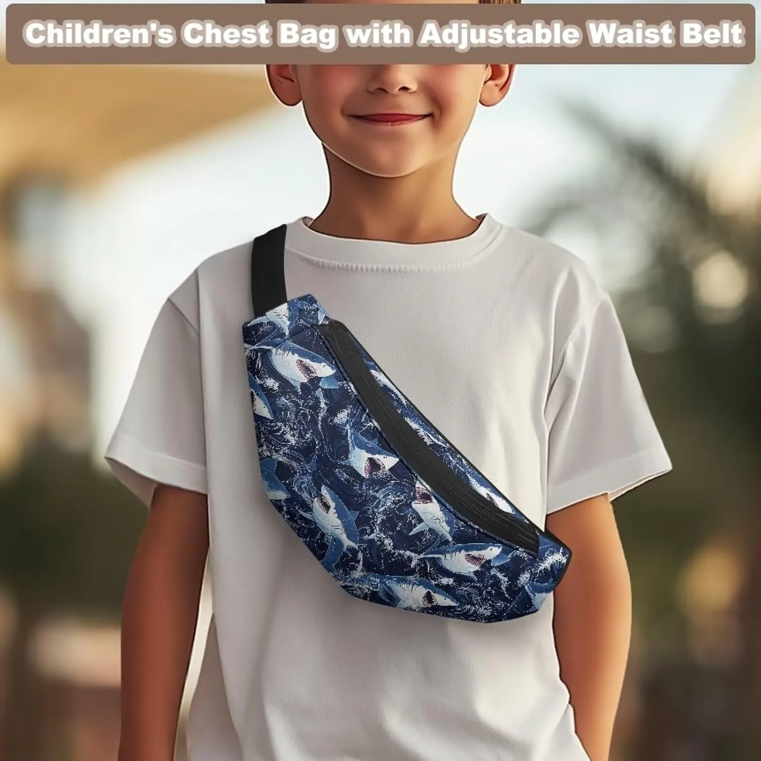 Cozeyat Blue Shark Kids Fanny Pack Fanny Pack Ages 4-6 6-8 8-12 Small Kids Belt Bag Toddler Fanny Pack Gift Boys Crossbody Sling Purse Teens Cute Stuff Pouch Bum Bag
