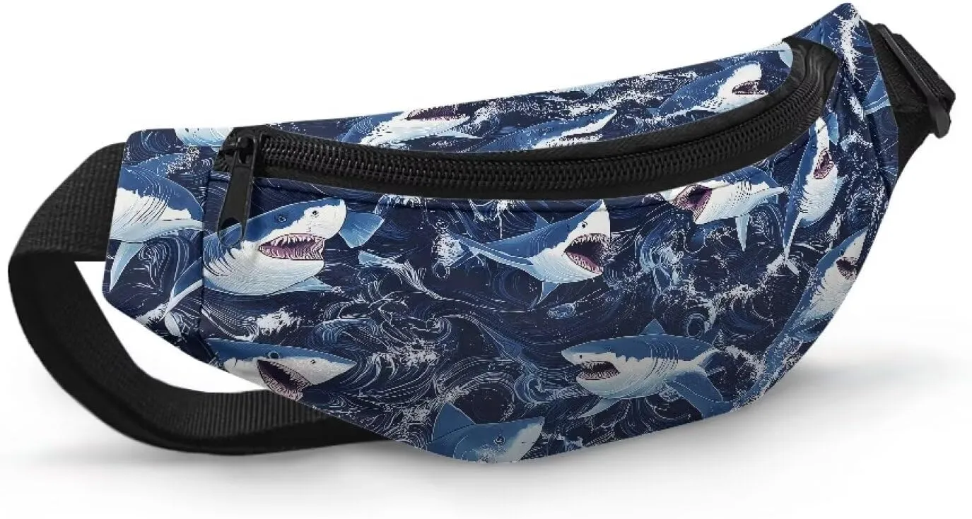 Cozeyat Blue Shark Kids Fanny Pack Fanny Pack Ages 4-6 6-8 8-12 Small Kids Belt Bag Toddler Fanny Pack Gift Boys Crossbody Sling Purse Teens Cute Stuff Pouch Bum Bag