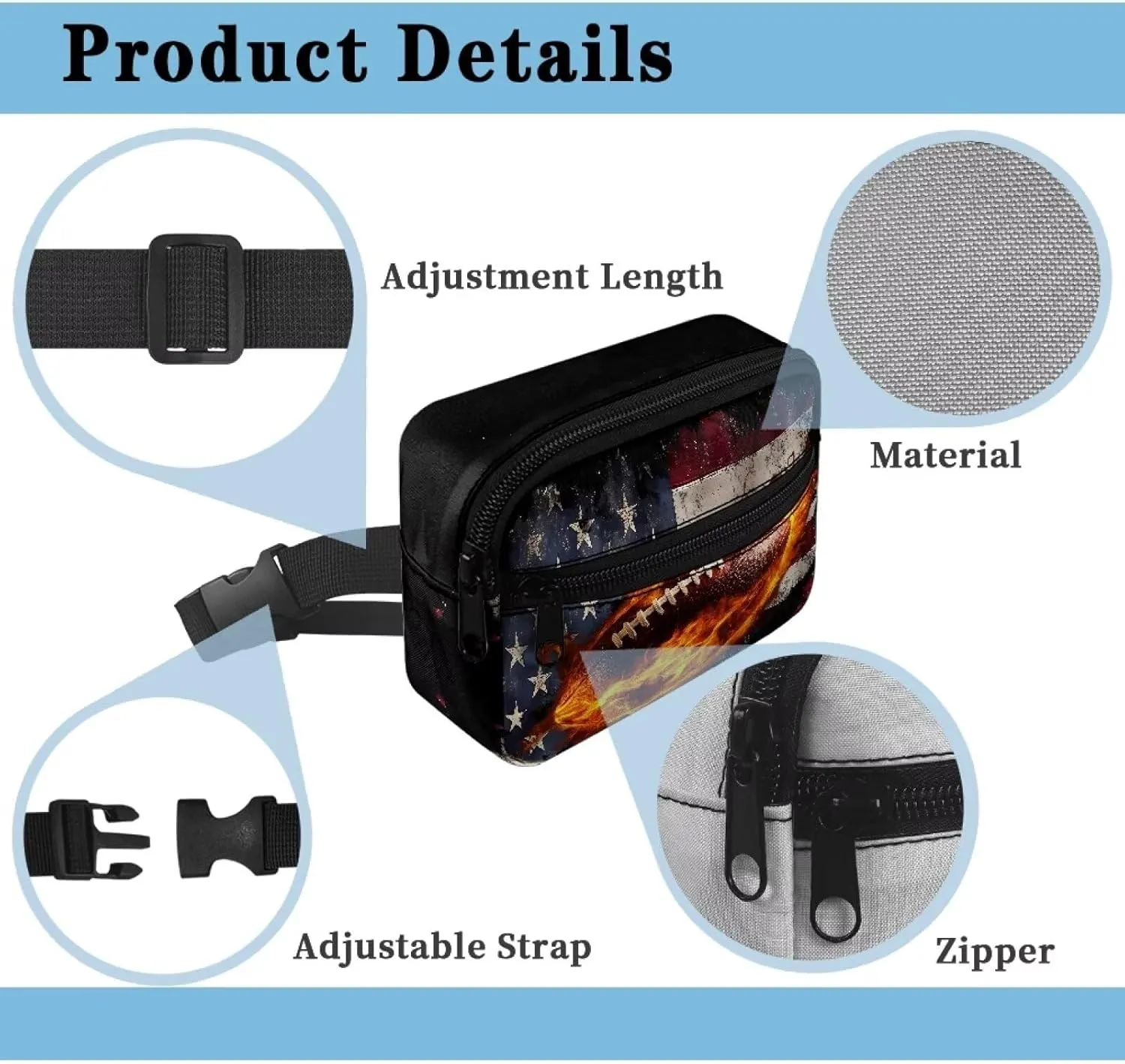 Cozeyat Kids Fanny Pack Boys Football Small Belt Bag Crossbody Sling Bag Waist Pack for Runing Hiking Camping Traveling
