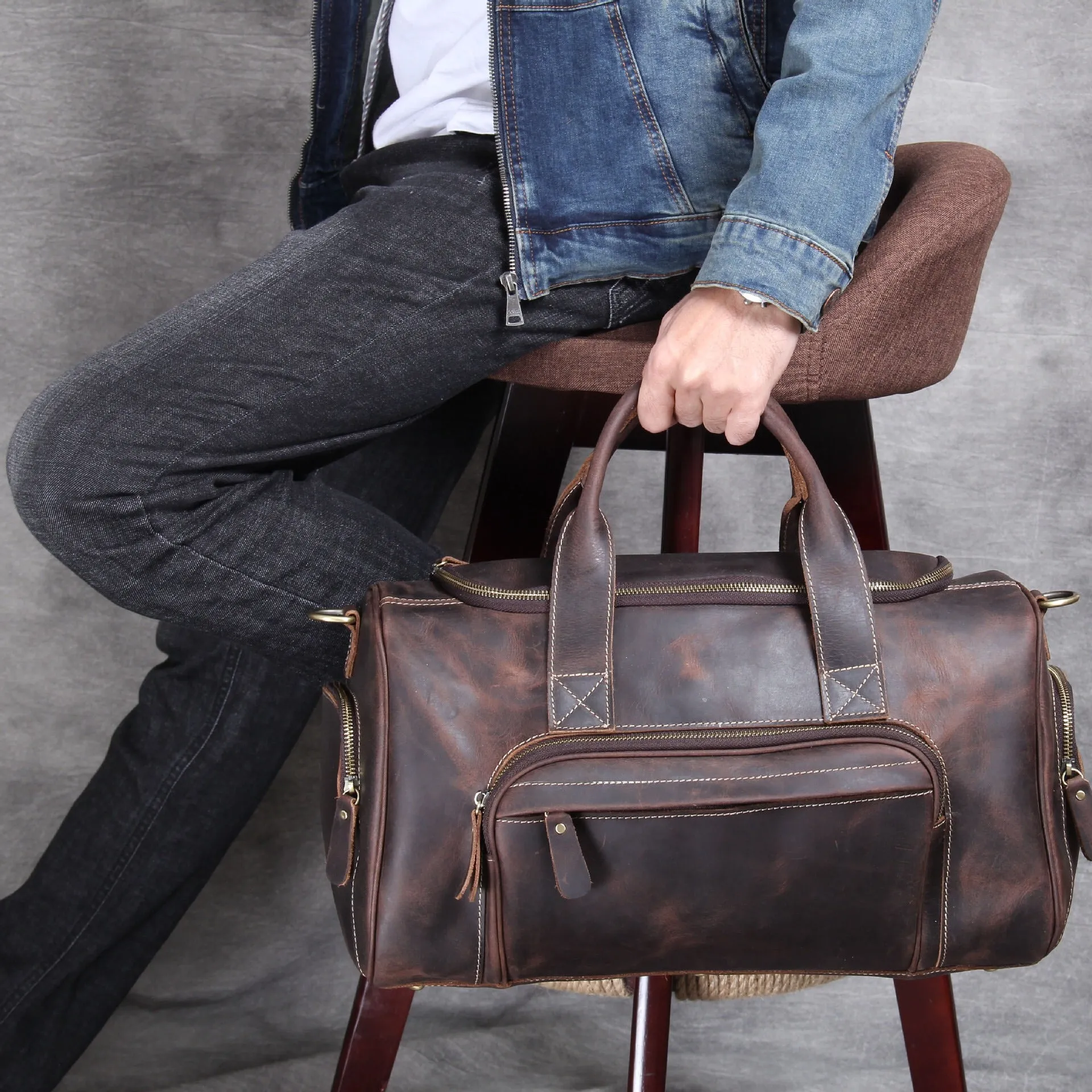 Crazy Horse Leather Holdall Duffel Bag YG1131