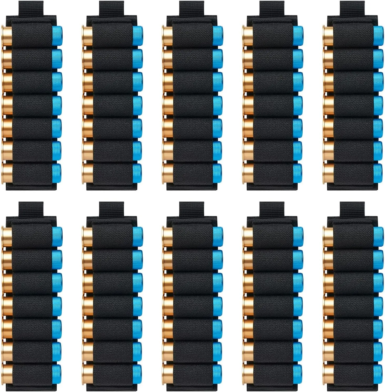 Elandor 10 Packs 7 Rounds Shell Card Holder | Buttstock Shell Holder | 12/20 Ga Side Saddle Shell Carrier for Rifle Shotgun Cartridge | with Molle Utility Pouch Hook and Loop, Black