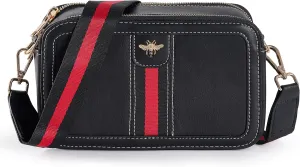 Fancy Forest Trendy Designer Bee Crossbody Bag for Women - PU Leather Camera Shoulder Handbag with Wide Strap