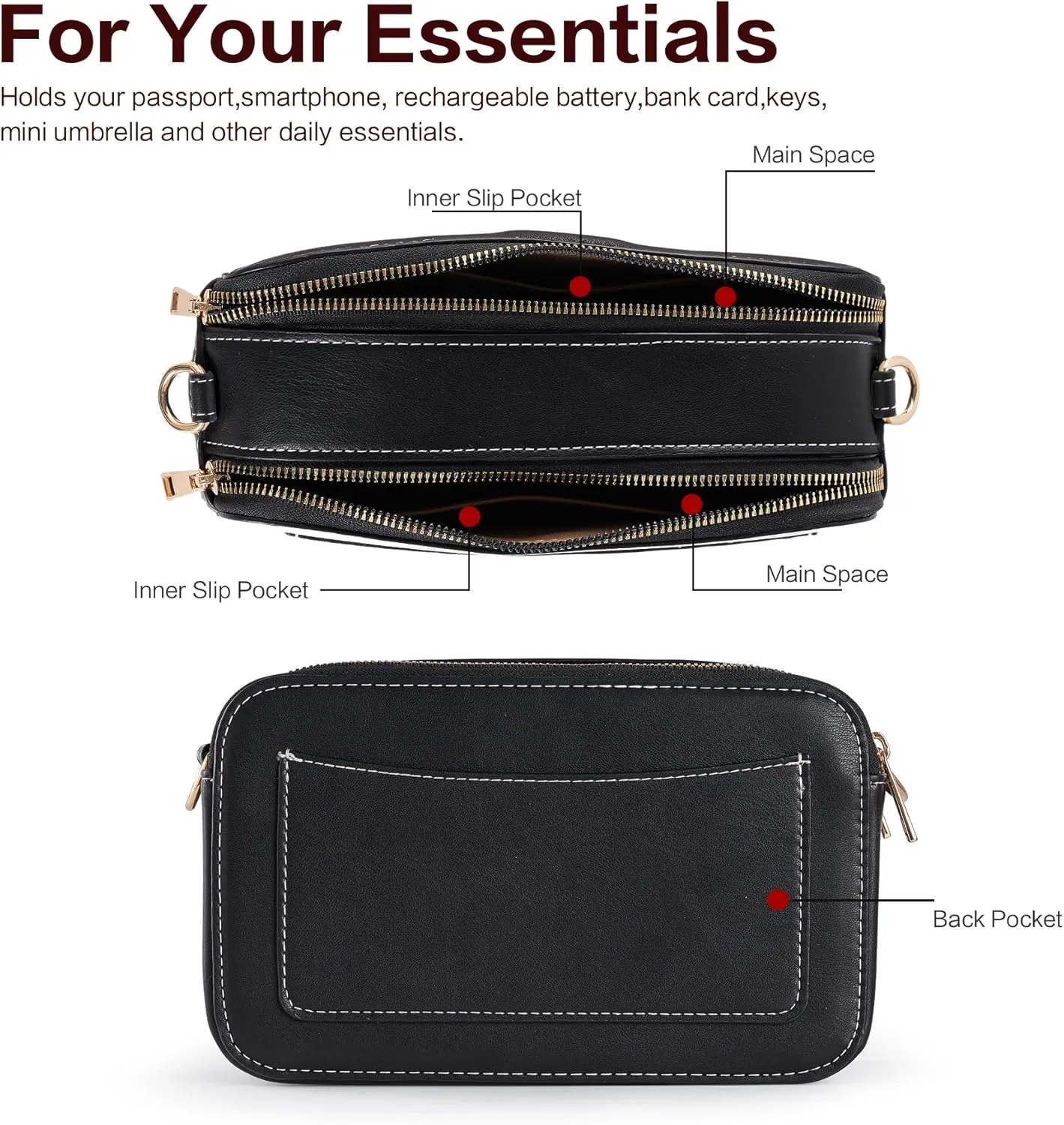 Fancy Forest Trendy Designer Bee Crossbody Bag for Women - PU Leather Camera Shoulder Handbag with Wide Strap