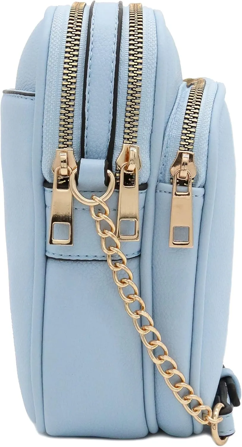 FashionPuzzle Multi Pocket PU Leather Casual Medium Crossbody Bag with Adjustable Strap