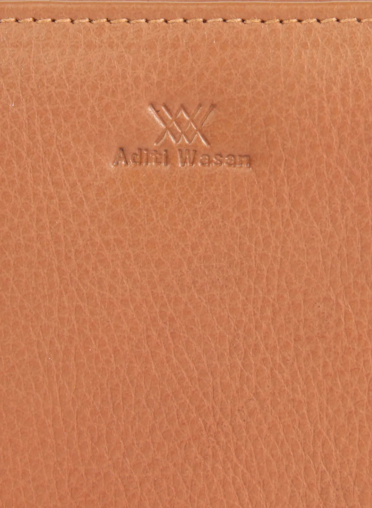 Genuine leather tan gusset clutch